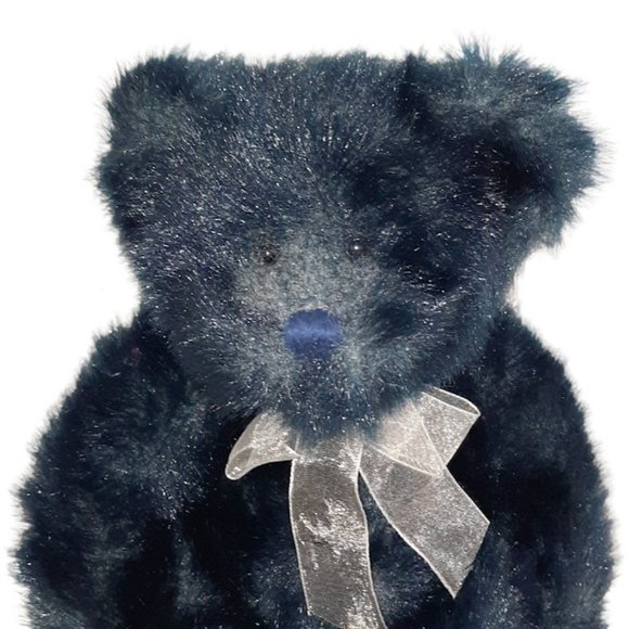 2000 Russ Berrie The Bon Marche Frango Blue Bear Plush Stuffed Bean Bag Toy 13" - Picture 3 of 7